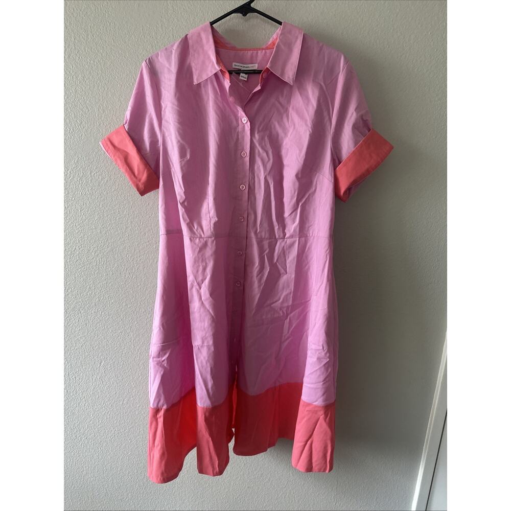 Isaac Mizrahi Live Color Block Poplin Dress Size 14 Pink Without BELT